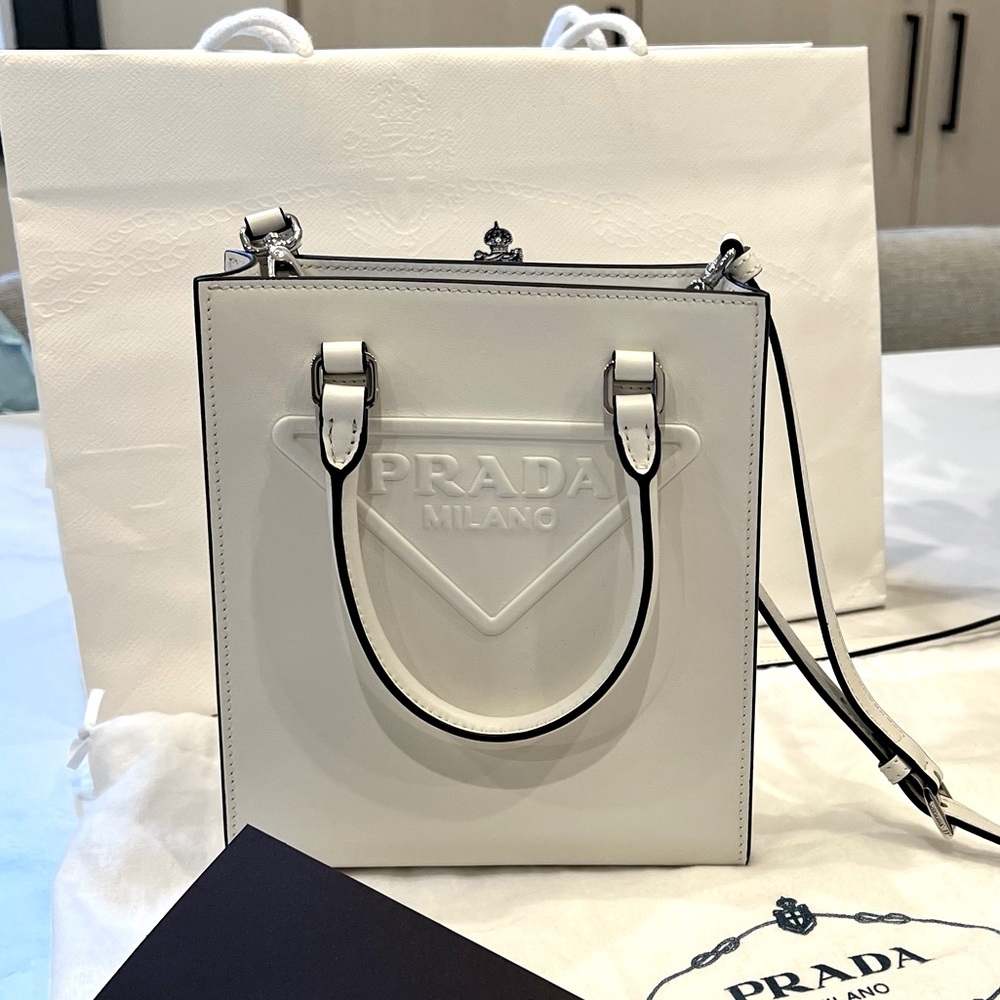 Authentic Prada White Leather handbag
